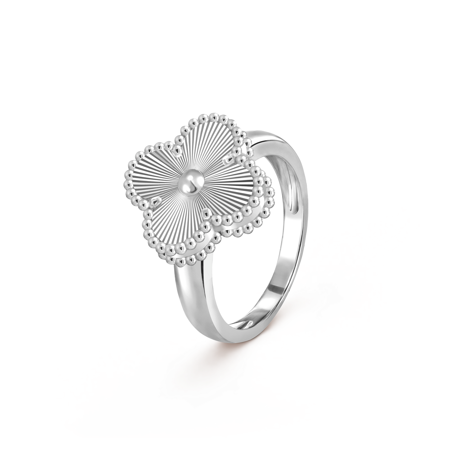 Van Cleef & Arpels Vintage Alhambra Guilloche Ring 18k White Gold (Pre-Owned)