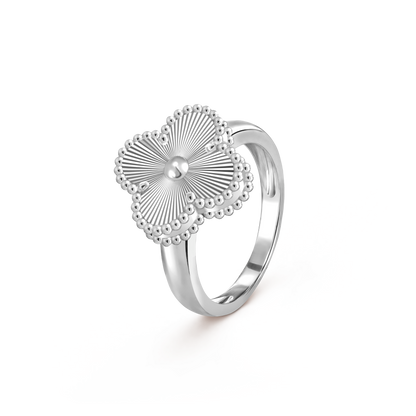 Van Cleef & Arpels Vintage Alhambra Guilloche Ring 18k White Gold (Pre-Owned)