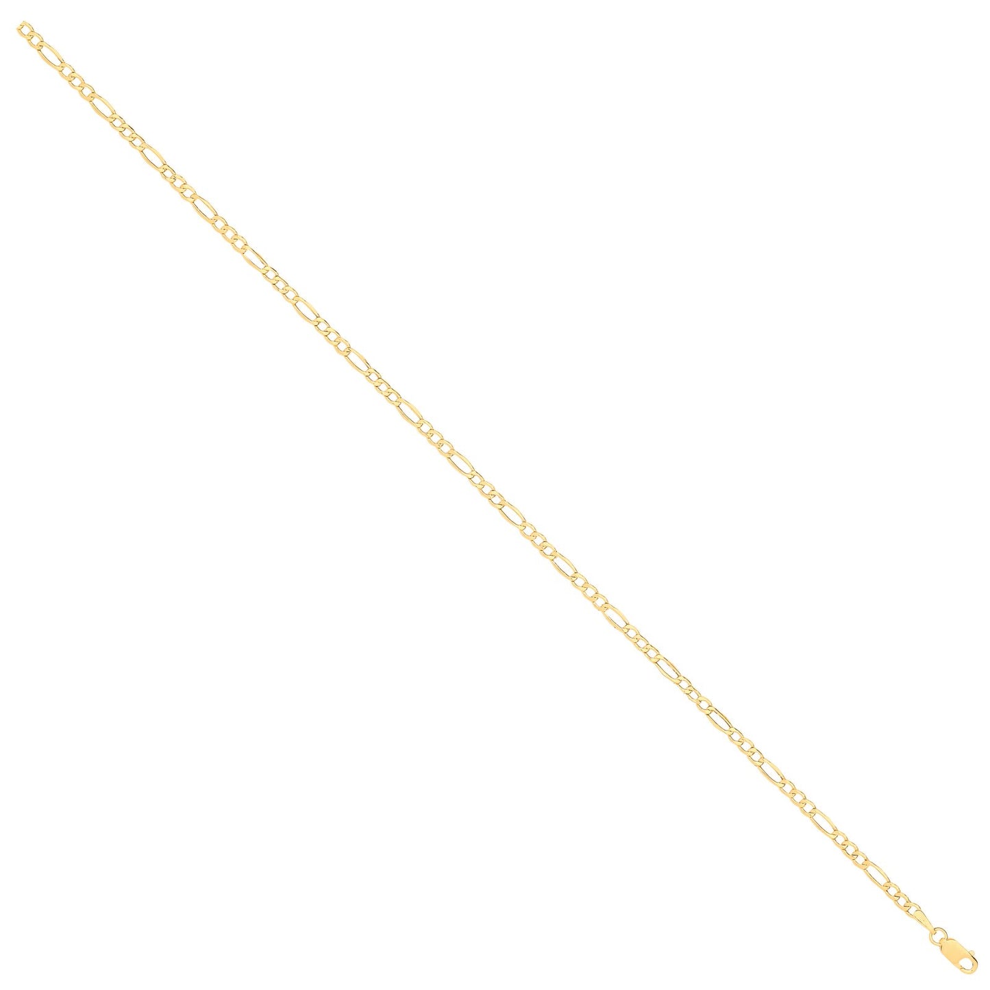14ct Yellow Gold Hollow Beveled Figaro 2.6mm Chain | Maison D'amour Luxury Fine Jewellery Collection Online