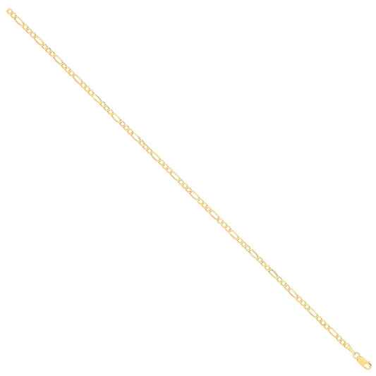 14ct Yellow Gold Hollow Beveled Figaro 2.6mm Chain | Maison D'amour Luxury Fine Jewellery Collection Online