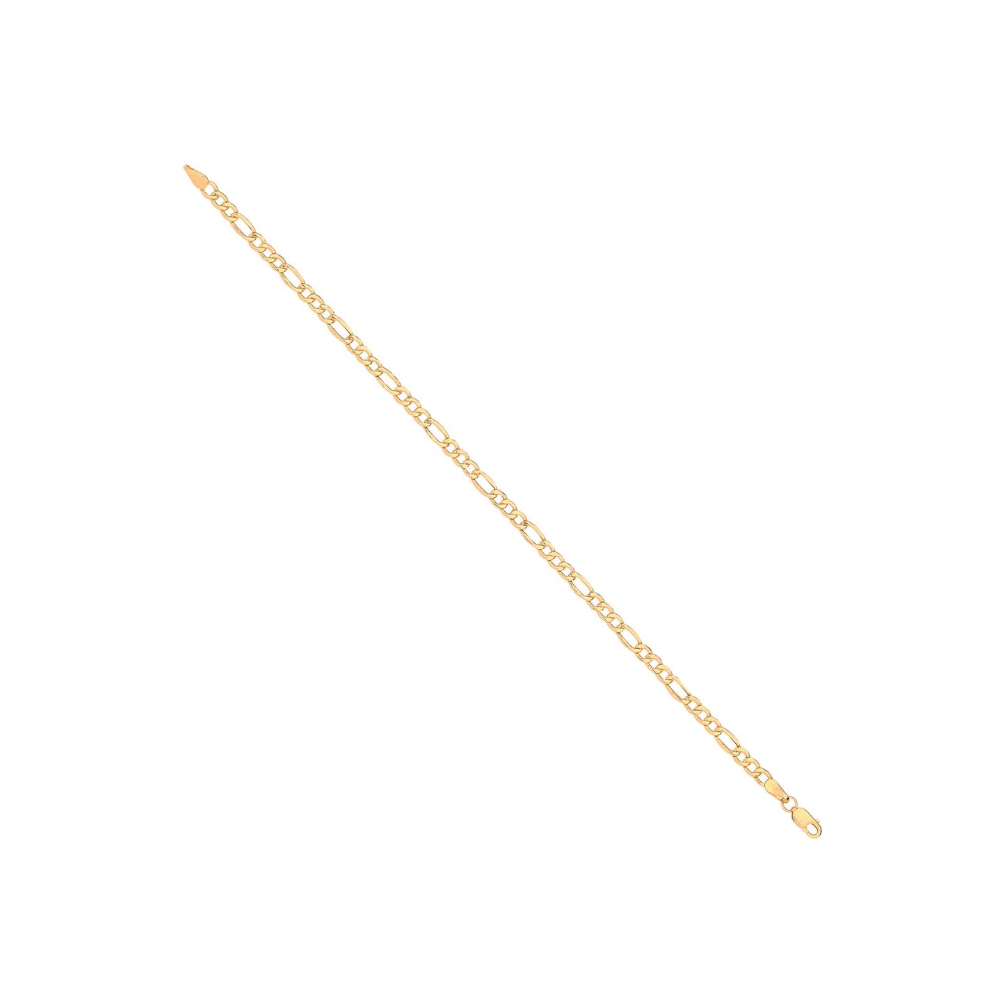 14ct Yellow Gold Hollow Beveled Figaro 3.4mm Chain | Maison D'amour Luxury Fine Jewellery Collection Online
