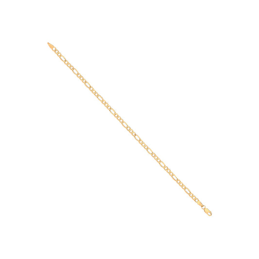 14ct Yellow Gold Hollow Beveled Figaro 3.4mm Chain | Maison D'amour Luxury Fine Jewellery Collection Online