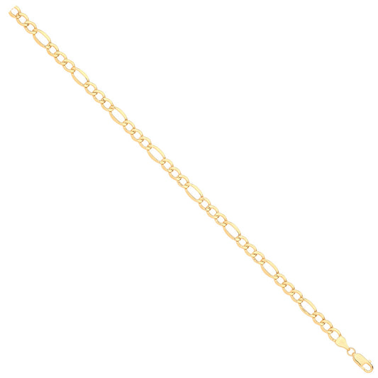 14ct Yellow Gold Hollow Beveled Figaro 5.0mm Chain | Maison D'amour Luxury Fine Jewellery Collection Online