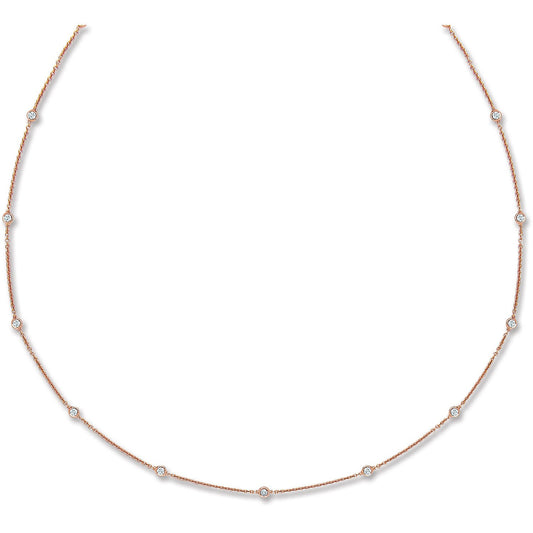 18ct Rose Gold 0.50ct Diamond By The Yard Necklace (18in/45cm) | Maison D'amour Luxury Fine Jewellery Collection Online