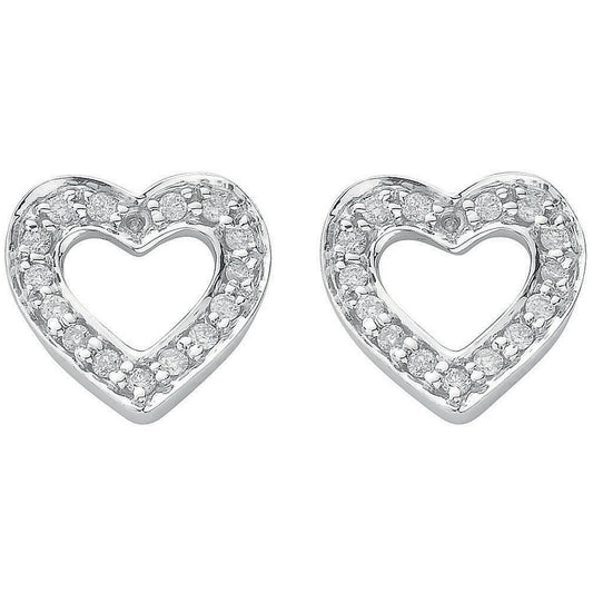 18ct White Gold 0.18ct Diamond Heart Stud Earrings | Maison D'amour Luxury Fine Jewellery Collection Online