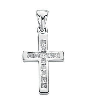 18ct White 0.44ct Princess Diamond Cross | Maison D'amour Luxury Fine Jewellery Collection Online