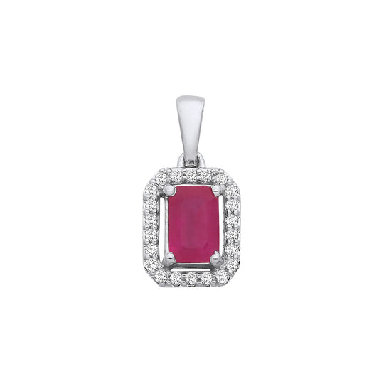 18ct White Gold 0.10ctw Diamond & 0.65ctw Ruby Pendant | Maison D'amour Luxury Fine Jewellery Collection Online