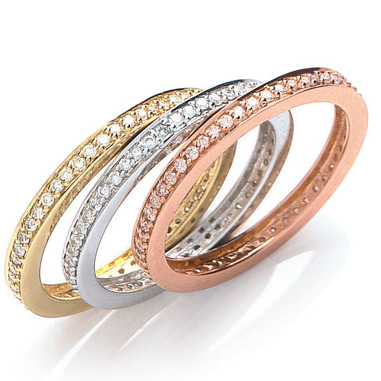 18ct 3 Colour Set 0.68ct Diamond Rings | Maison D'amour Luxury Fine Jewellery Collection Online