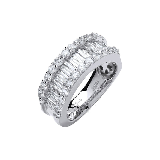 18ct White  Gold 2.00ct Baguette & Brilliant Diamond Ring | Maison D'amour Luxury Fine Jewellery Collection Online