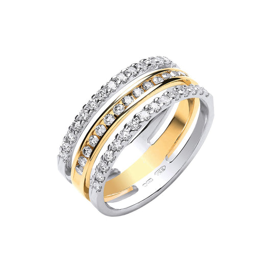 18ct 2 Colour 3 Band 0.50ct Diamond Ring | Maison D'amour Luxury Fine Jewellery Collection Online