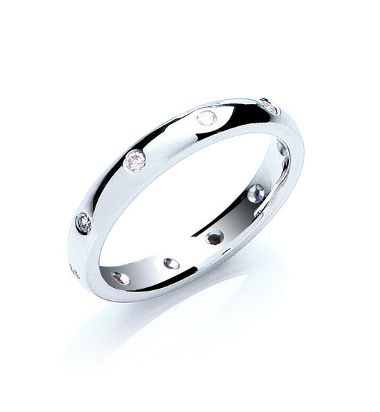 0.20ctw 10st Brilliant Cut Diamond Set 3mm Platinum Court Wedding Band | Maison D'amour Luxury Fine Jewellery Collection Online