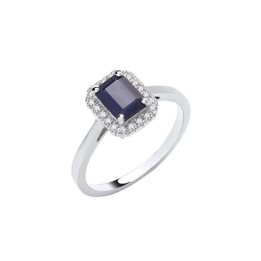 18ct White Gold 0.12ctw Diamond & 1.10ctw Sapphire Ring | Maison D'amour Luxury Fine Jewellery Collection Online