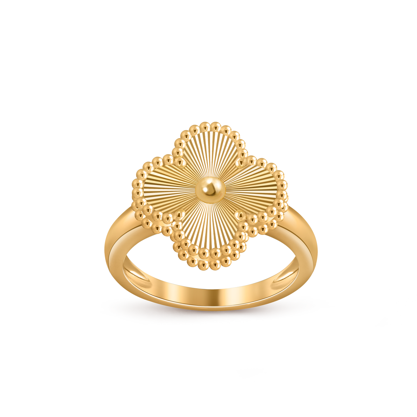 Van Cleef & Arpels Vintage Alhambra Guilloché Ring – 18K Yellow Gold (Pre-Owned)