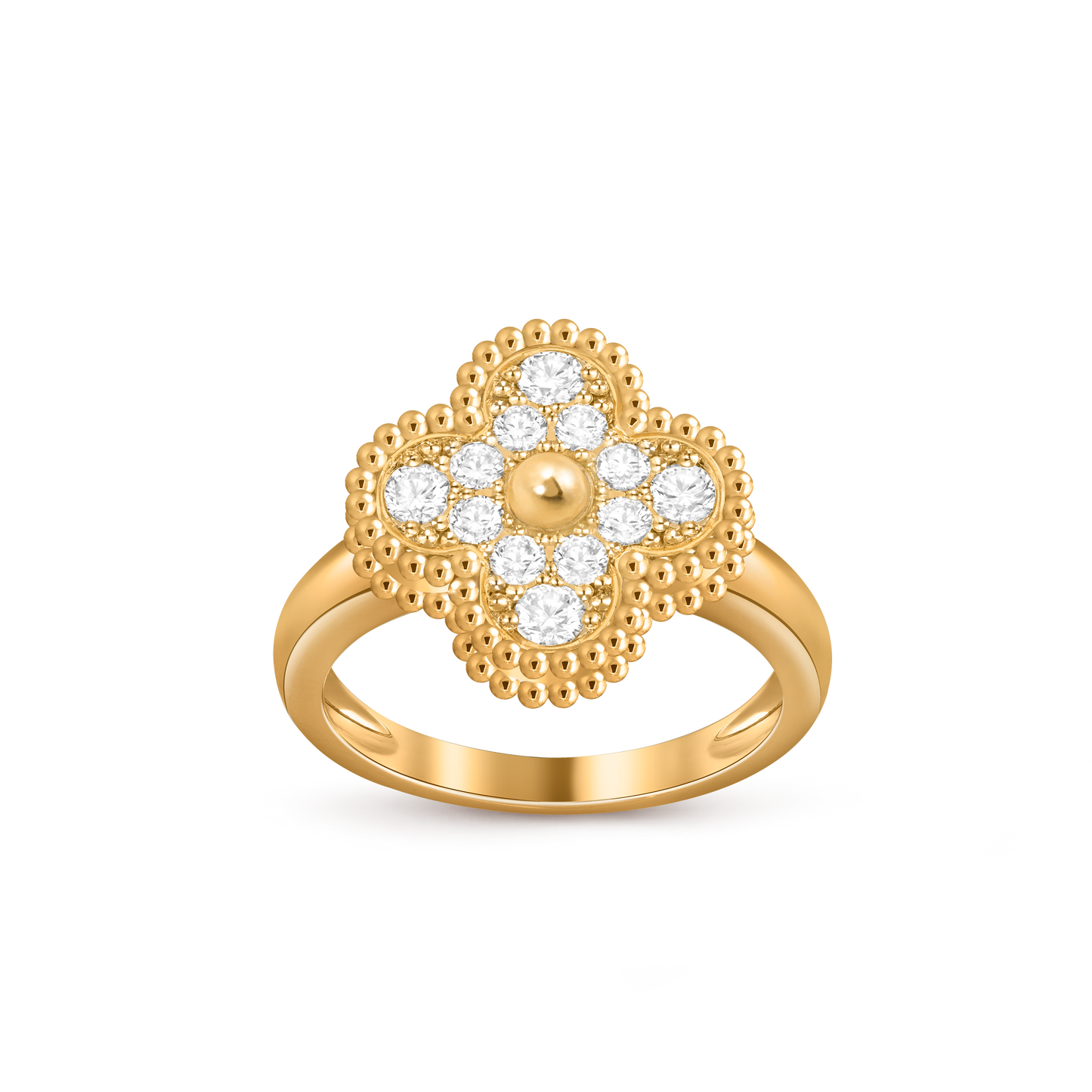 Van Cleef & Arpels Vintage Alhambra Ring Full Diamond and 18k Rose Gold