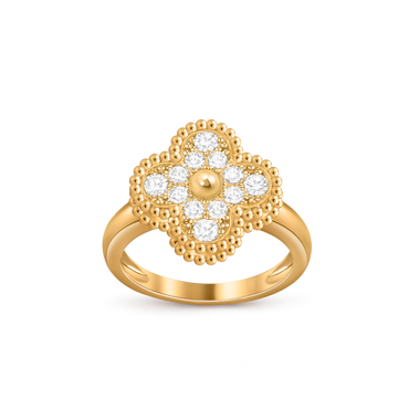 Van Cleef & Arpels Vintage Alhambra Ring Full Diamond and 18k Rose Gold
