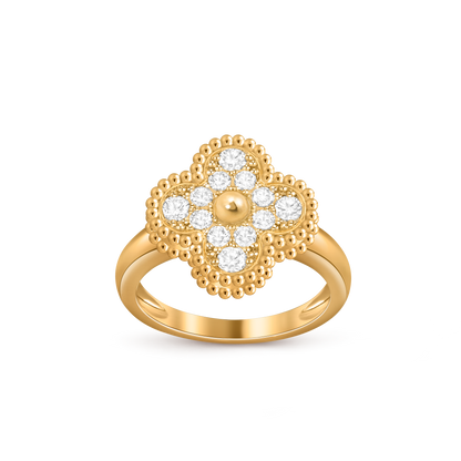 Van Cleef & Arpels Vintage Alhambra Ring Full Diamond and 18k Rose Gold