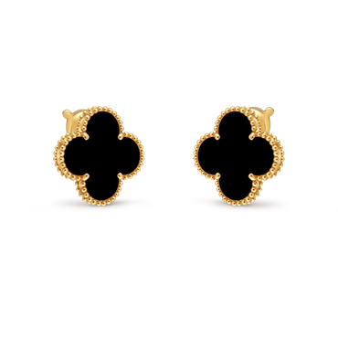 Van Cleef & Arpels Magic Alhambra Earrings Onyx 18K Yellow Gold