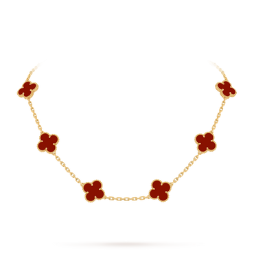 Van Cleef & Arpels Alhambra necklace 10 motifs, Carnelian 18K Yellow Gold (Pre-Owned)