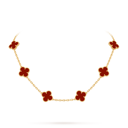 Van Cleef & Arpels Alhambra necklace 10 motifs, Carnelian 18K Yellow Gold (Pre-Owned)