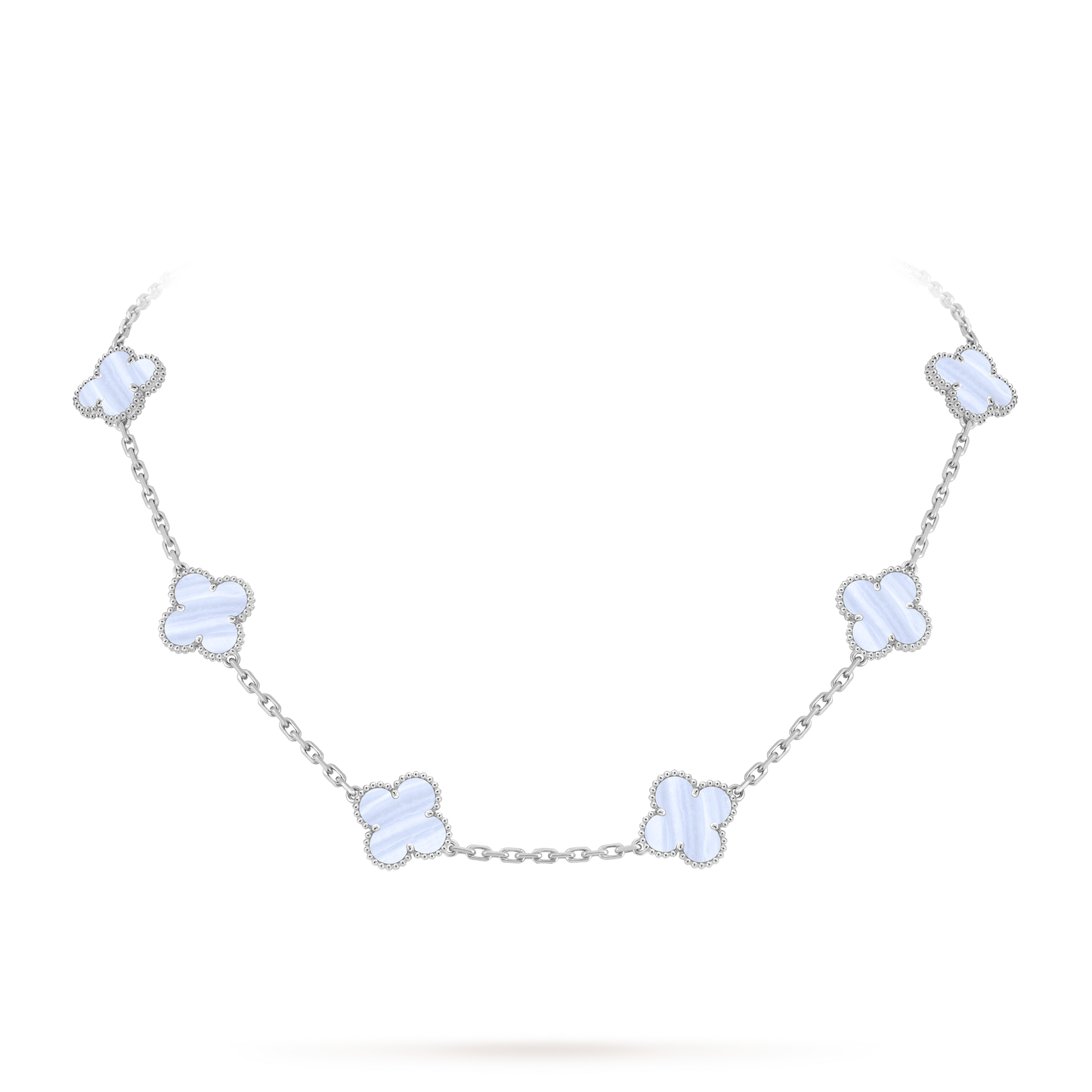 Van Cleef & Arpels Alhambra necklace 10 motifs, Chalcedony 18K White Gold (Pre-Owned)