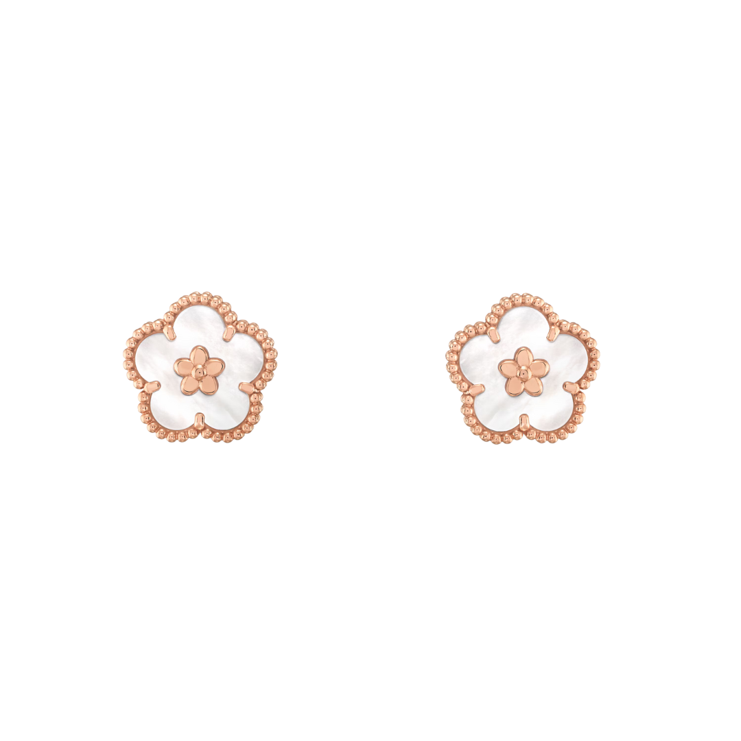 Van Cleef & Arpels Lucky Spring Earrings Plum Blossom Mother of Pearl 18K Rose Gold (Pre-Owned)