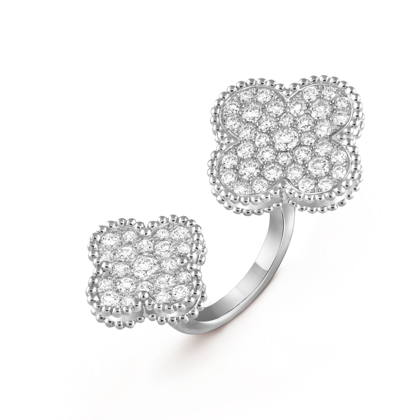 Van Cleef & Arpels Magic Alhambra between the finger Ring Full Diamond 18k White Gold