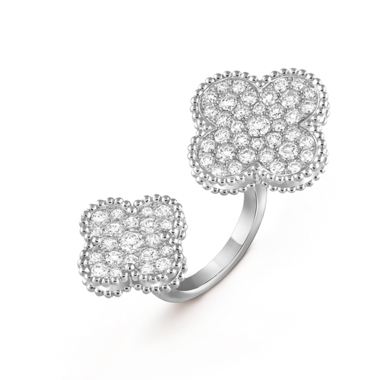 Van Cleef & Arpels Magic Alhambra between the finger Ring Full Diamond 18k White Gold