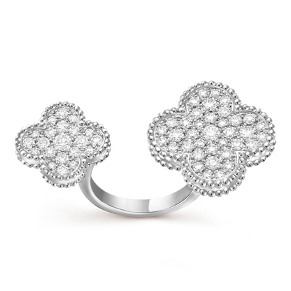 Van Cleef & Arpels Magic Alhambra between the finger Ring Full Diamond 18k White Gold