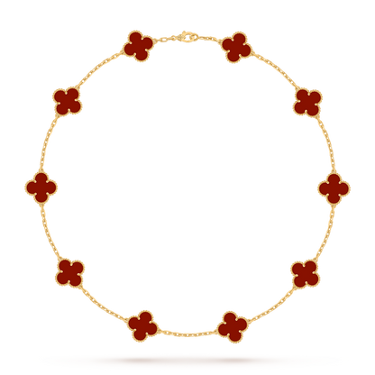 Van Cleef & Arpels Alhambra necklace 10 motifs, Carnelian 18K Yellow Gold (Pre-Owned)