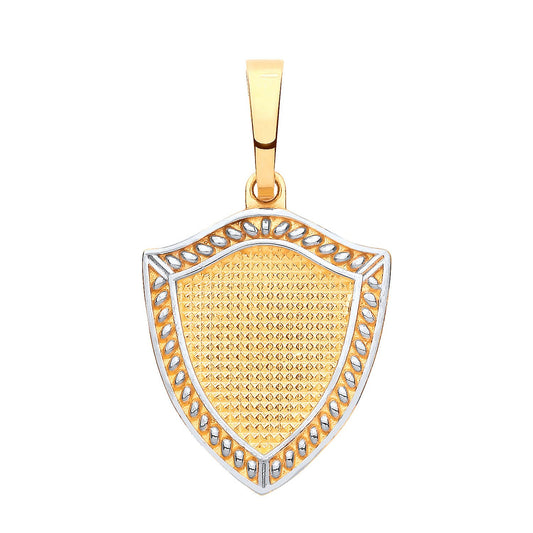 Yellow White Gold Medieval Shield Pendant