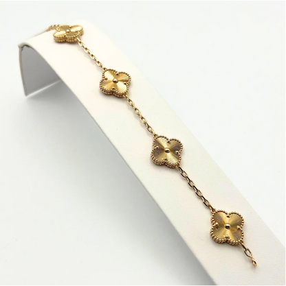 Van Cleef & Arpels Vintage Alhambra Bracelet 5 Motifs 18K Yellow Gold Solid - Maison d'Amour