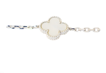 Van Cleef & Arpels Vintage Alhambra Bracelet 5 Mother Of Pearl 18K White Gold - Maison d'Amour