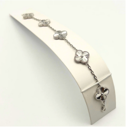 Van Cleef & Arpels Vintage Alhambra Bracelet 5 18k White Gold - Maison d'Amour