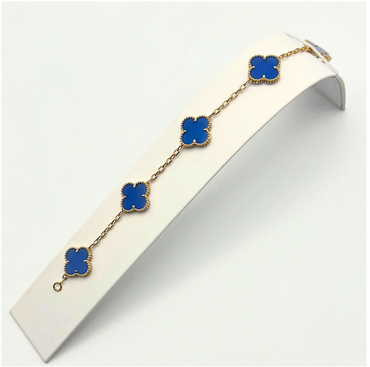 Van Cleef & Arpels Vintage Alhambra Bracelet 5 Motifs Agate 18K Yellow Gold - Maison d'Amour