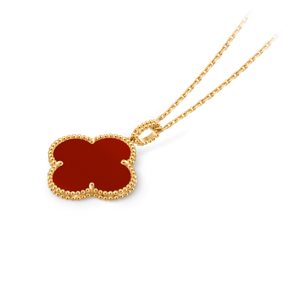 Van Cleef & Arpels Alhambra Pendant Carnelian, 18K Yellow Gold (Pre-Owned)