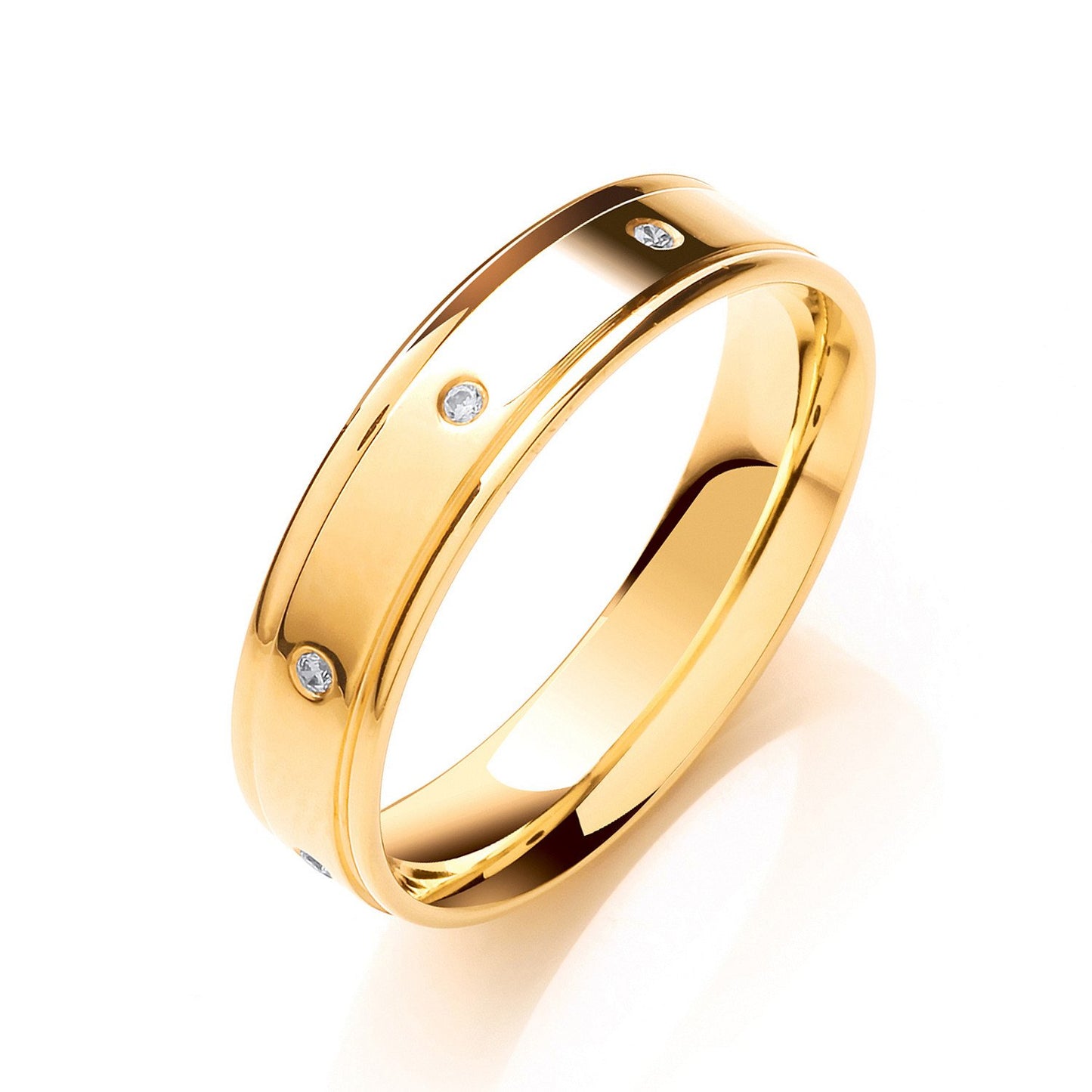 0.08ctw 8st Brilliant Cut Diamond Set 5mm Flat Court Track Edge Wedding Band | Maison D'amour Luxury Fine Jewellery Collection Online