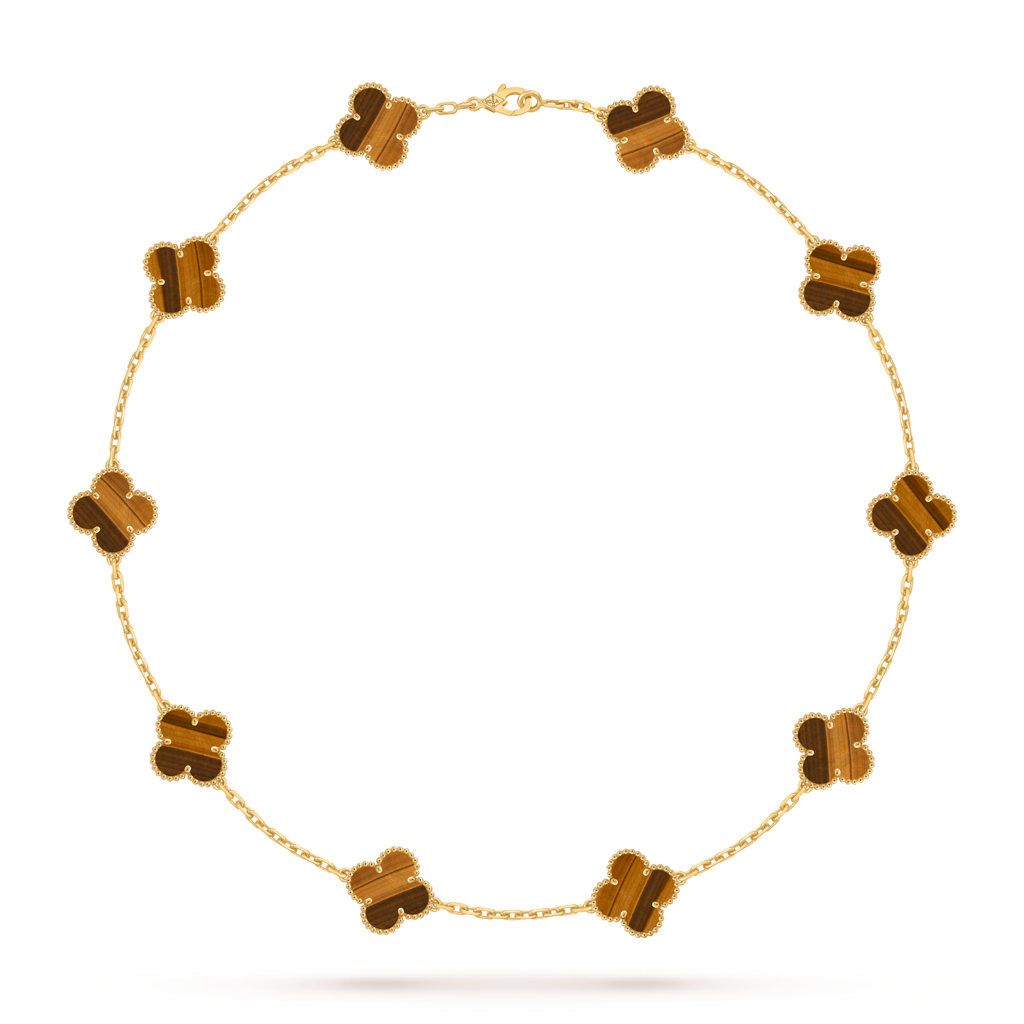 Van Cleef & Arpels Alhambra necklace 10 motifs, Tiger Eye 18K Yellow Gold (Pre-Owned)