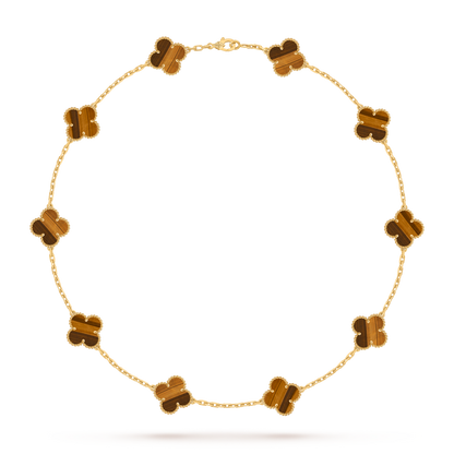 Van Cleef & Arpels Alhambra necklace 10 motifs, Tiger Eye 18K Yellow Gold (Pre-Owned)