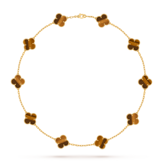 Van Cleef & Arpels Alhambra necklace 10 motifs, Tiger Eye 18K Yellow Gold (Pre-Owned)