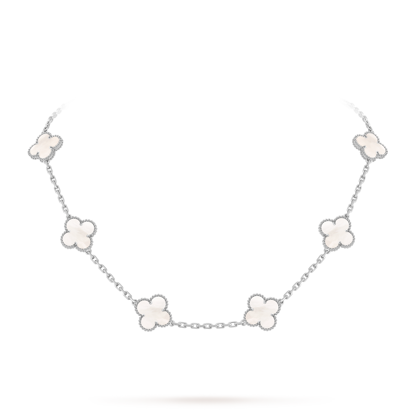 Van Cleef & Arpels Alhambra necklace 10 motifs, Mother of Pearl 18K White Gold (Pre-Owned)