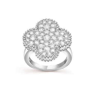 Van Cleef & Arpels Magic Alhambra Ring Full Diamond 18k White Gold