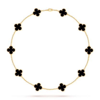 Van Cleef & Arpels Alhambra necklace 10 motifs, Onyx 18K Yellow Gold (Pre-Owned)