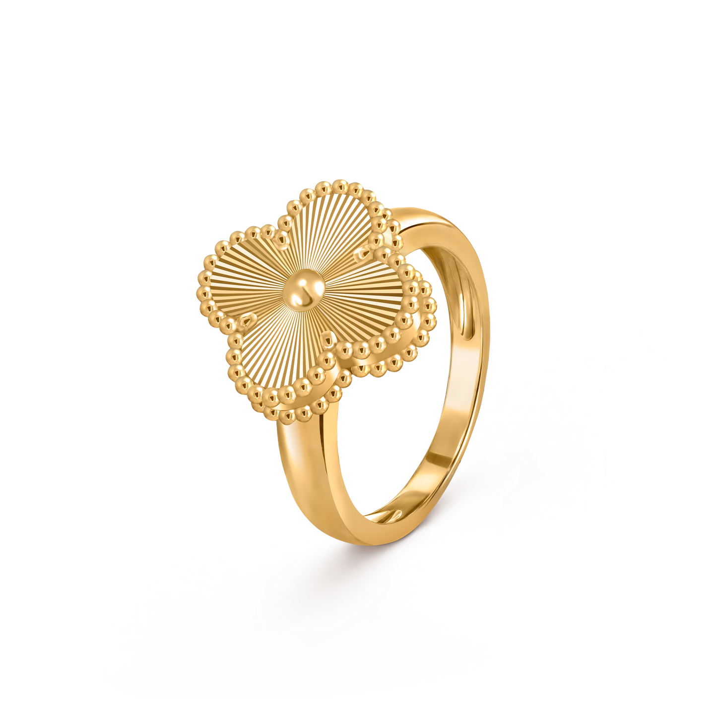 Van Cleef & Arpels Vintage Alhambra Guilloché Ring – 18K Yellow Gold (Pre-Owned)