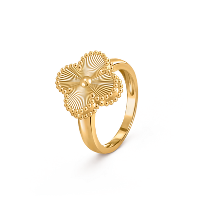 Van Cleef & Arpels Vintage Alhambra Guilloché Ring – 18K Yellow Gold (Pre-Owned)