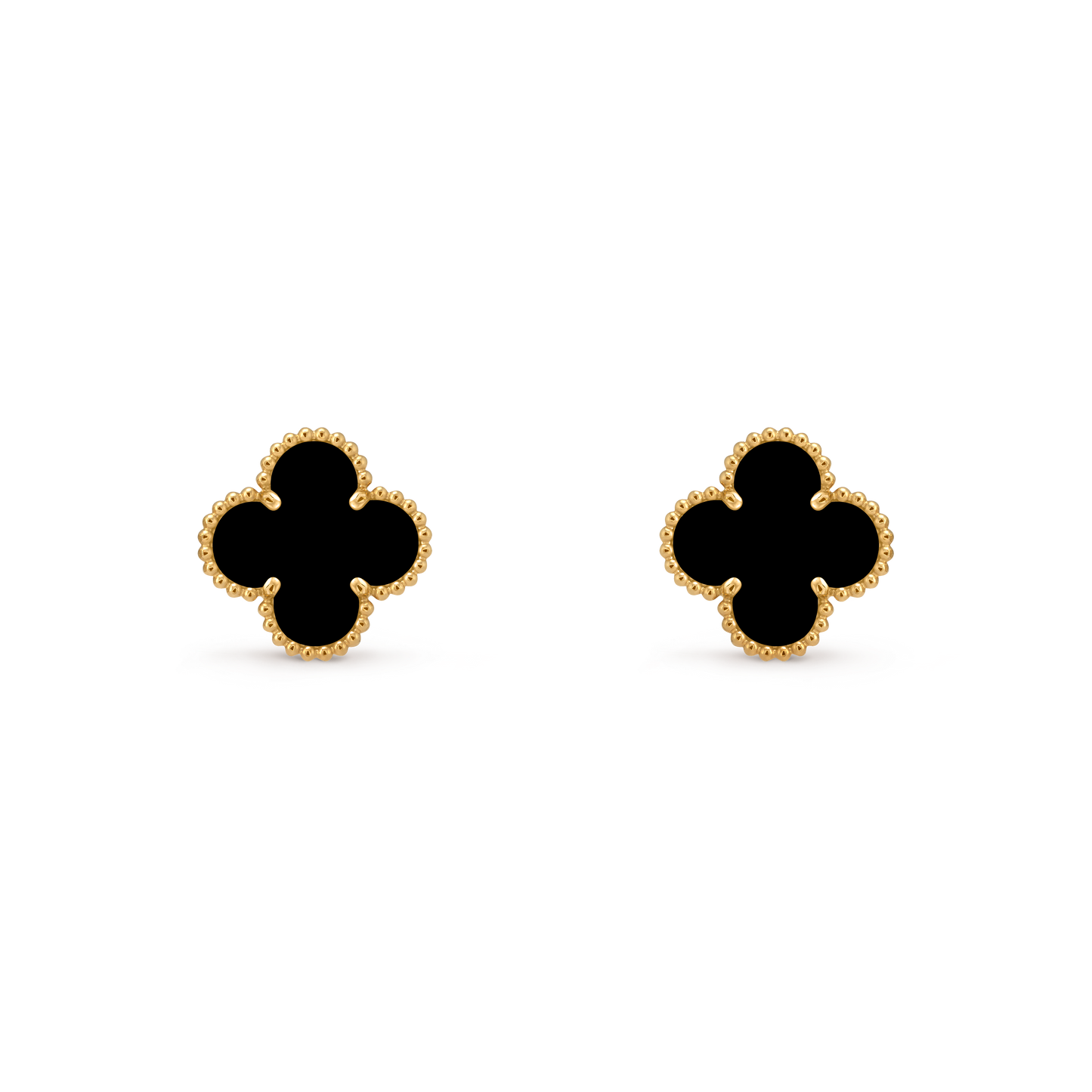 Van Cleef & Arpels Vintage Alhambra Earrings Onyx 18K Yellow Gold