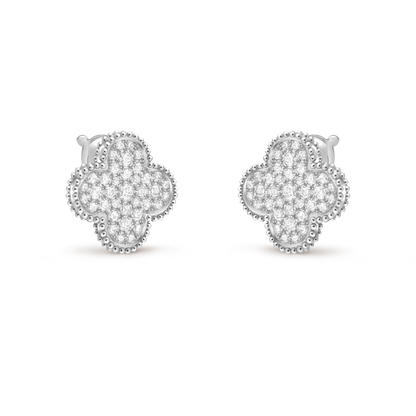 Van Cleef & Arpels Magic Alhambra Earrings Diamond 18K White Gold