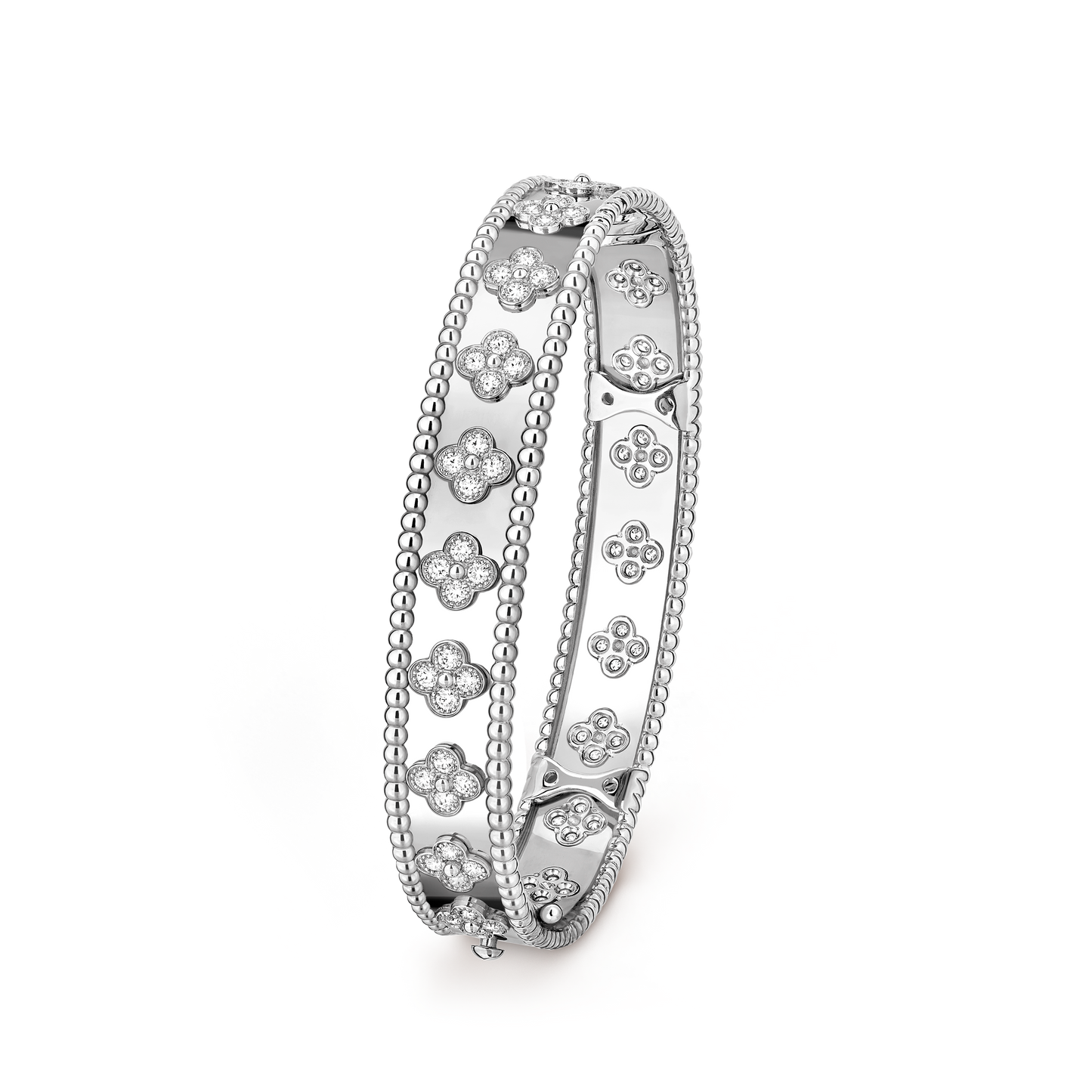 Van Cleef & Arpels Perlée Sweet Clovers Bracelet Medium Model 18K White Gold