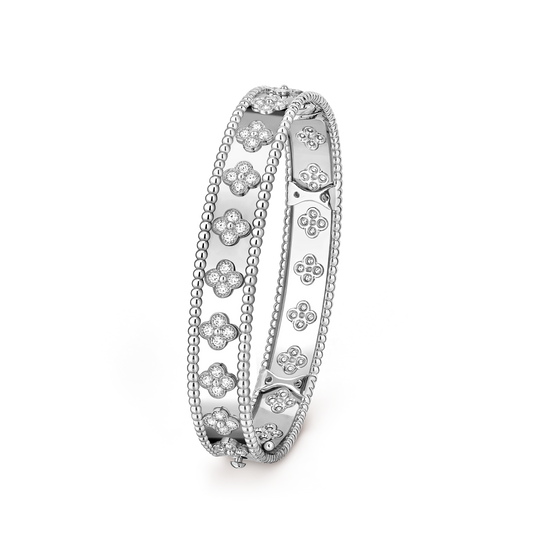 Van Cleef & Arpels Perlée Sweet Clovers Bracelet Medium Model 18K White Gold