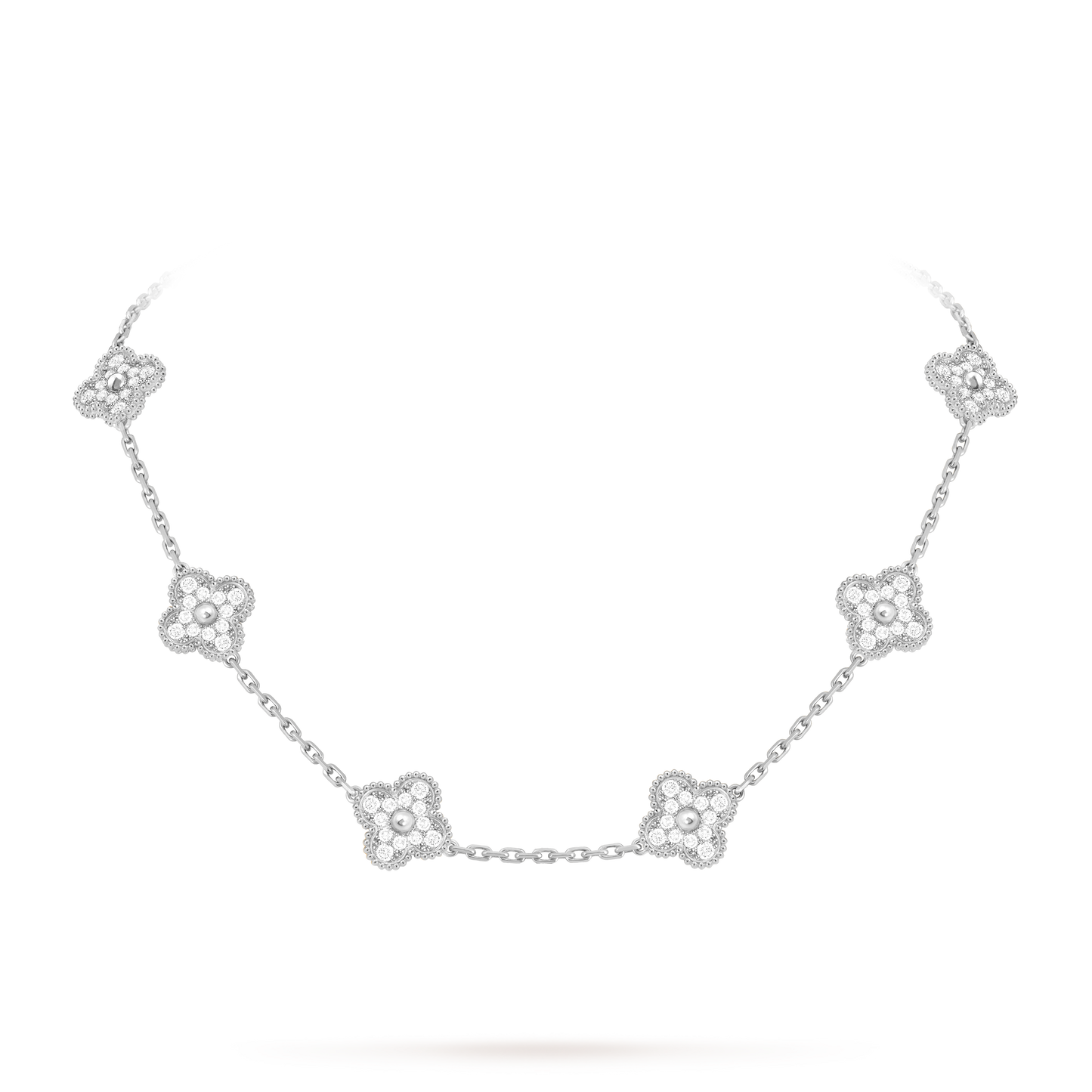 Van Cleef & Arpels Alhambra necklace 10 motifs, Diamond 18K White Gold (Pre-Owned)