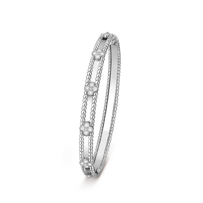 Van Cleef & Arpels Perlée Sweet Clovers Bracelet Medium Model 18K White Gold